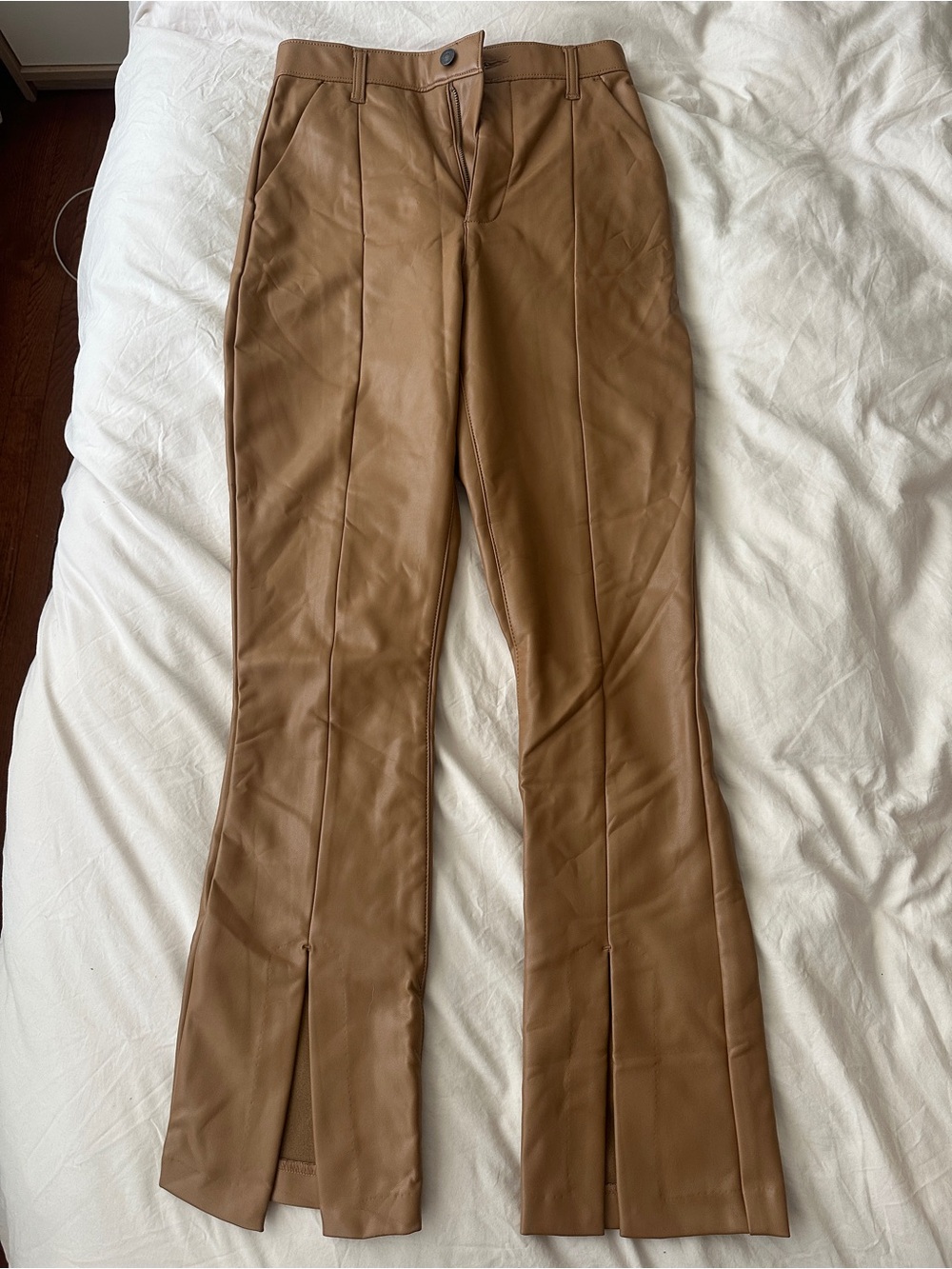 Abercrombie & Fitch Curve Love Skinny Ultra High Rise Leather Pants - Tan